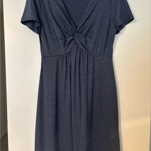SHEIN Navy Twist-Front Midi Dress